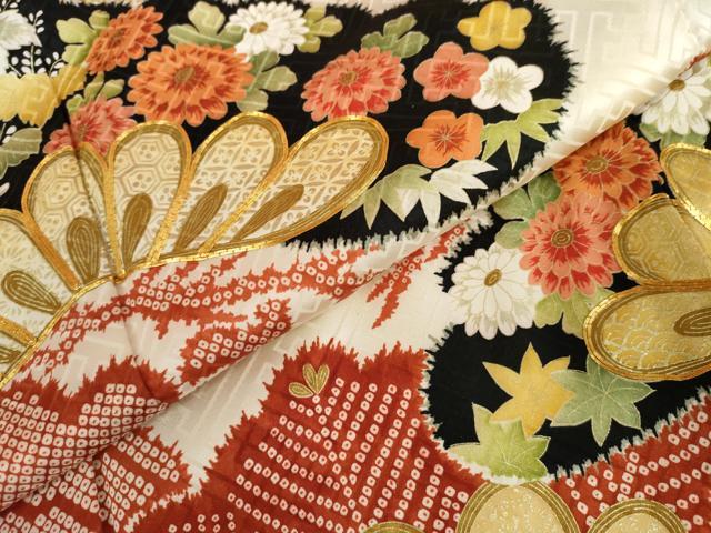 平和屋着物●豪華振袖 駒刺繍 枝松文 暈し染め 金彩 正絹 逸品 AABL0162cs