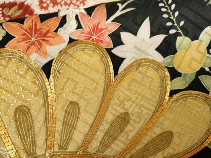 平和屋着物●豪華振袖 駒刺繍 枝松文 暈し染め 金彩 正絹 逸品 AABL0162cs