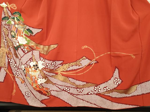 平和屋着物●豪華振袖 駒刺繍 御所車梅松文 金彩 正絹 逸品 AABL0163cs