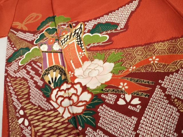 平和屋着物●豪華振袖 駒刺繍 御所車梅松文 金彩 正絹 逸品 AABL0163cs