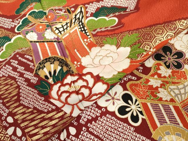 平和屋着物●豪華振袖 駒刺繍 御所車梅松文 金彩 正絹 逸品 AABL0163cs