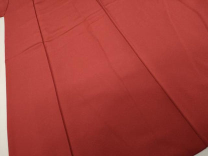 平和屋着物●上質な色無地　赤紅色　正絹　逸品　AABL0164cs