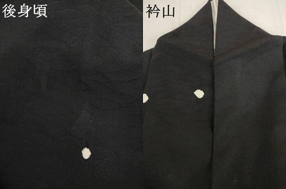 平和屋着物●上質な小紋　絞り　あられ　黒地　正絹　逸品　AABL0167cs
