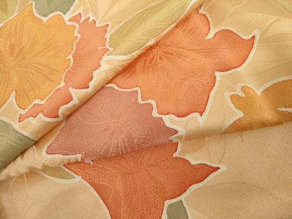 平和屋着物●上質な小紋　地紋起こし　草花文　正絹　逸品　AABL0168cs