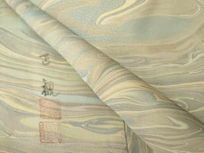 平和屋着物●上質な小紋　作家物　墨流し文様　正絹　逸品　AABL0169cs