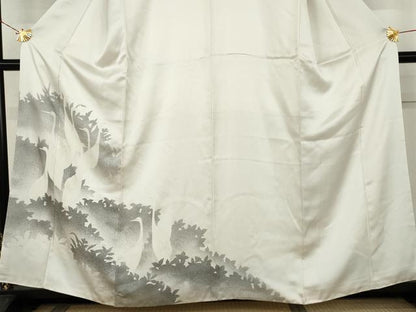 平和屋着物●訪問着　群れ鶴文　正絹　逸品　AABL0171cs