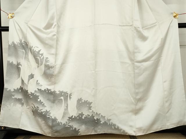平和屋着物●訪問着　群れ鶴文　正絹　逸品　AABL0171cs