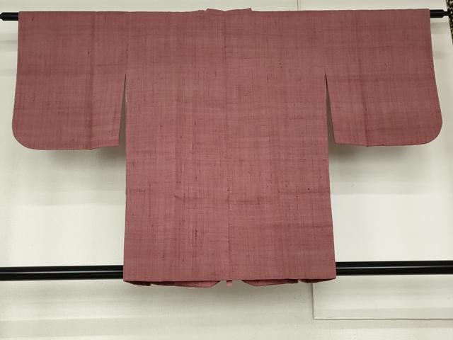 平和屋着物●浦野理一　経節紬　道行コート　色無地　梅紫色　正絹　逸品　AABL0178cs
