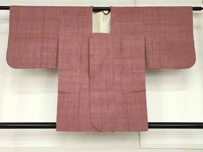 平和屋着物●浦野理一　経節紬　道行コート　色無地　梅紫色　正絹　逸品　AABL0178cs