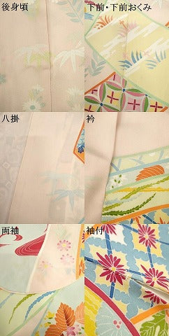 平和屋着物●希少　本加賀友禅作家　毎田仁郎　振袖　束ね熨斗鳳凰吉祥花文　正絹　逸品　AABL0179cs