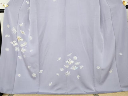 平和屋着物●訪問着　駒刺繍　松菱文　金彩　丹後ちりめん　反端付き　正絹　逸品　AABL0180cs