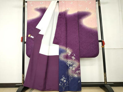 平和屋着物●豪華振袖　花蝶文　暈し染め　金銀彩　やまと誂製　正絹　逸品　AABL0182cs
