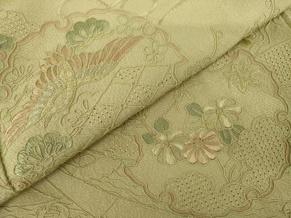 平和屋着物●中国三大刺繍　スワトウ刺繍　汕頭刺繍　総刺繍　色留袖　飛鶴雪輪花文　暈し染め　正絹　逸品　AABL0184cs