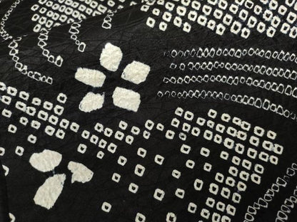 平和屋着物●上質な小紋　流水花文　黒地　正絹　逸品　AABL0186cs