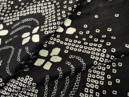 平和屋着物●上質な小紋　流水花文　黒地　正絹　逸品　AABL0186cs