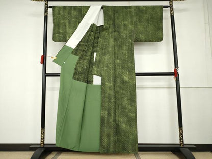 平和屋着物●上質な小紋　網目文　暈し染め　ゑり善扱い　胴抜き仕立て　正絹　逸品　AABL0188cs