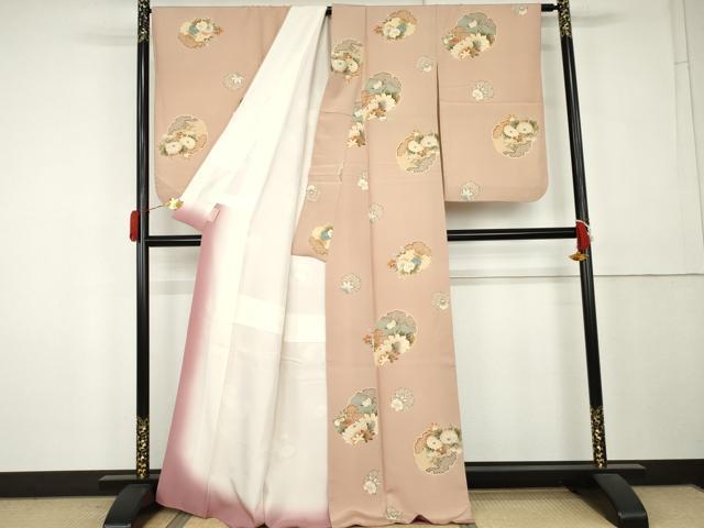 平和屋着物●上質な小紋　雪輪草花文　金彩　正絹　逸品　AABL0189cs