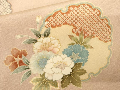 平和屋着物●上質な小紋　雪輪草花文　金彩　正絹　逸品　AABL0189cs