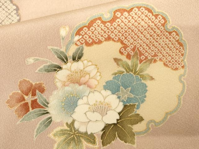 平和屋着物●上質な小紋　雪輪草花文　金彩　正絹　逸品　AABL0189cs