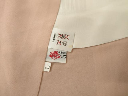 平和屋着物●上質な小紋　市松に楓　笹　正絹　逸品　AABL0192cs