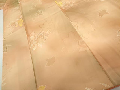 平和屋着物●上質な小紋　地紋起こし　草花文　暈し染め　正絹　逸品　AABL0193cs