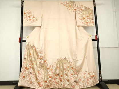 平和屋着物●訪問着　駒刺繍　藤花房　金彩　正絹　逸品　AABL0194cs