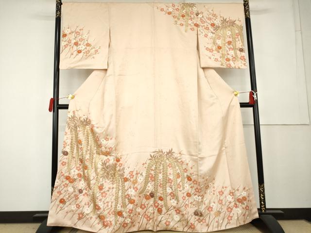 平和屋着物●訪問着　駒刺繍　藤花房　金彩　正絹　逸品　AABL0194cs