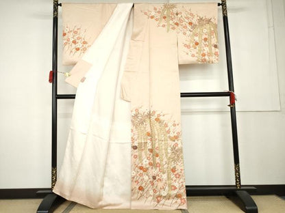 平和屋着物●訪問着　駒刺繍　藤花房　金彩　正絹　逸品　AABL0194cs