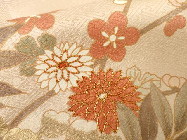 平和屋着物●訪問着　駒刺繍　藤花房　金彩　正絹　逸品　AABL0194cs