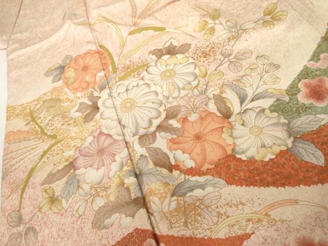 平和屋着物●豪華振袖　辻が花　束ね熨斗草花文　暈し染め　金彩　正絹　逸品　AABL0198cs