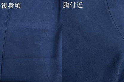 平和屋着物●無地絵羽訪問着　枝葉地紋　寿光織　紺青色地　金糸　正絹　逸品　AABL0204cs