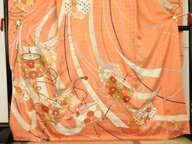 平和屋着物●豪華振袖　駒刺繍　花糸巻　金彩　正絹　逸品　AABL0205cs