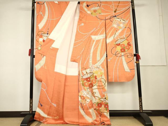 平和屋着物●豪華振袖　駒刺繍　花糸巻　金彩　正絹　逸品　AABL0205cs