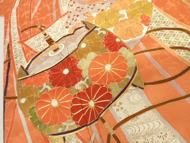 平和屋着物●豪華振袖　駒刺繍　花糸巻　金彩　正絹　逸品　AABL0205cs