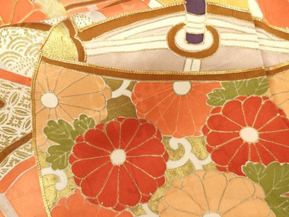 平和屋着物●豪華振袖　駒刺繍　花糸巻　金彩　正絹　逸品　AABL0205cs