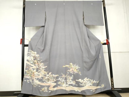平和屋着物●豪華色留袖　森青山　流水風景文　鈴乃屋扱い　正絹　逸品　AABL0208cs