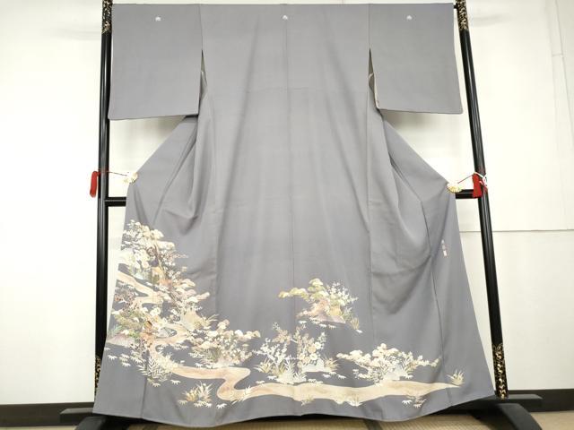 平和屋着物●豪華色留袖　森青山　流水風景文　鈴乃屋扱い　正絹　逸品　AABL0208cs