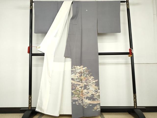 平和屋着物●豪華色留袖　森青山　流水風景文　鈴乃屋扱い　正絹　逸品　AABL0208cs