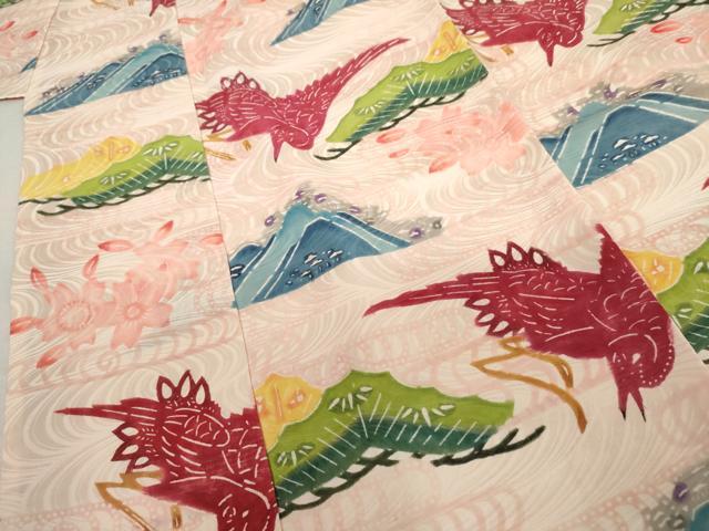 平和屋着物●豪華振袖　型染め　飛鶴松文　高島屋扱い　正絹　逸品　AABL0209cs