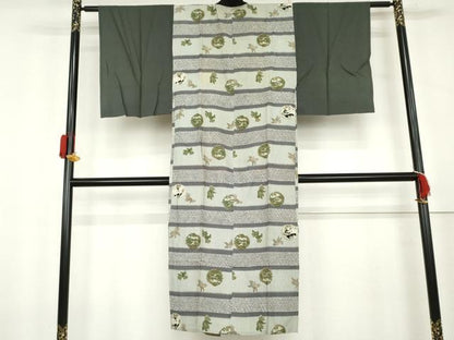 平和屋着物▼男性　長襦袢　単衣　龍丸文　唐獅子　正絹　逸品　AABL0210cs