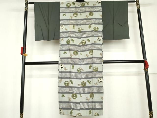 平和屋着物▼男性　長襦袢　単衣　龍丸文　唐獅子　正絹　逸品　AABL0210cs
