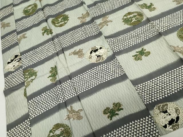 平和屋着物▼男性　長襦袢　単衣　龍丸文　唐獅子　正絹　逸品　AABL0210cs