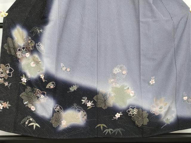 平和屋着物●訪問着　総刺繍　舞桜　暈し染め　金糸　正絹　逸品　AABL0217cs