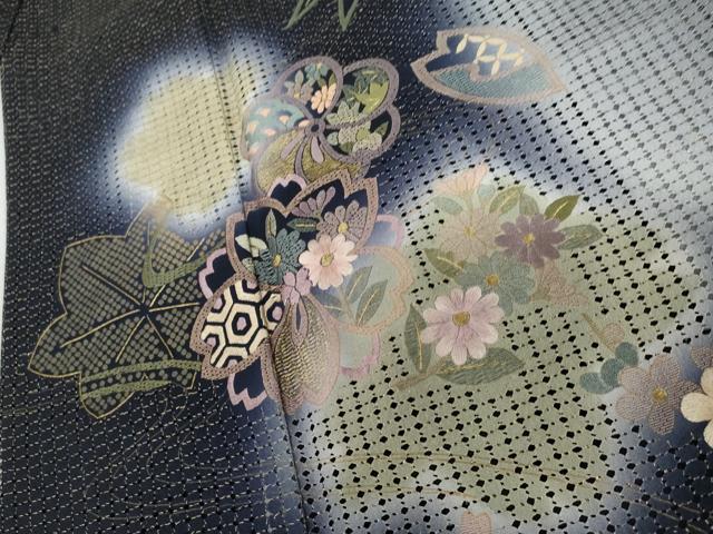平和屋着物●訪問着　総刺繍　舞桜　暈し染め　金糸　正絹　逸品　AABL0217cs