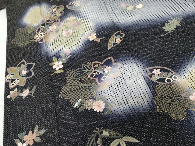 平和屋着物●訪問着　総刺繍　舞桜　暈し染め　金糸　正絹　逸品　AABL0217cs