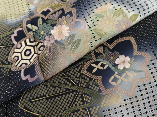 平和屋着物●訪問着　総刺繍　舞桜　暈し染め　金糸　正絹　逸品　AABL0217cs