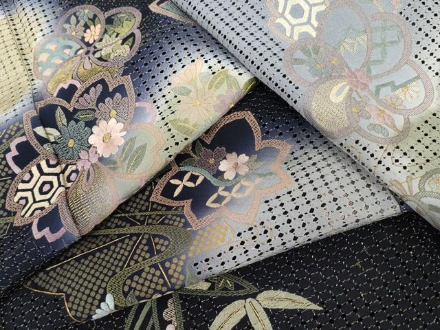 平和屋着物●訪問着　総刺繍　舞桜　暈し染め　金糸　正絹　逸品　AABL0217cs
