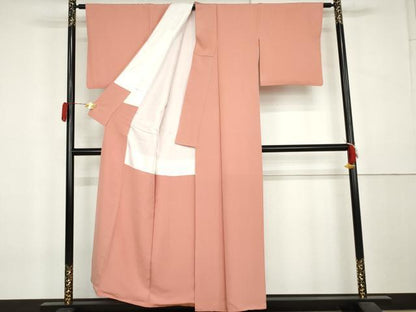 平和屋着物●上質な色無地　薄紅色　正絹　逸品　AABL0221cs