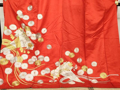 平和屋本店●お引きずり・お引き摺り・引き振袖　和装　結婚式　舞妓　芸妓　芸者　衣装　総刺繍　扇面花文　金銀糸　AABL0227cs