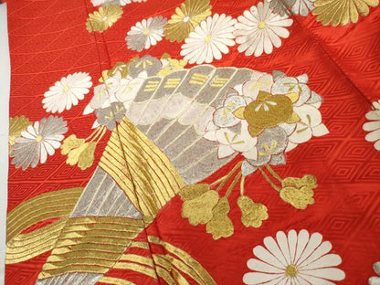 平和屋本店●お引きずり・お引き摺り・引き振袖　和装　結婚式　舞妓　芸妓　芸者　衣装　総刺繍　扇面花文　金銀糸　AABL0227cs